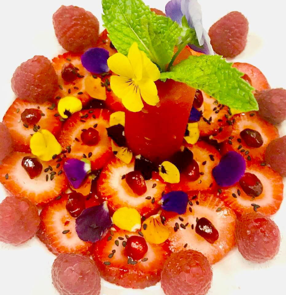 Peppered strawberries black sesame fruit salad summer delight bon appétit from Paname
